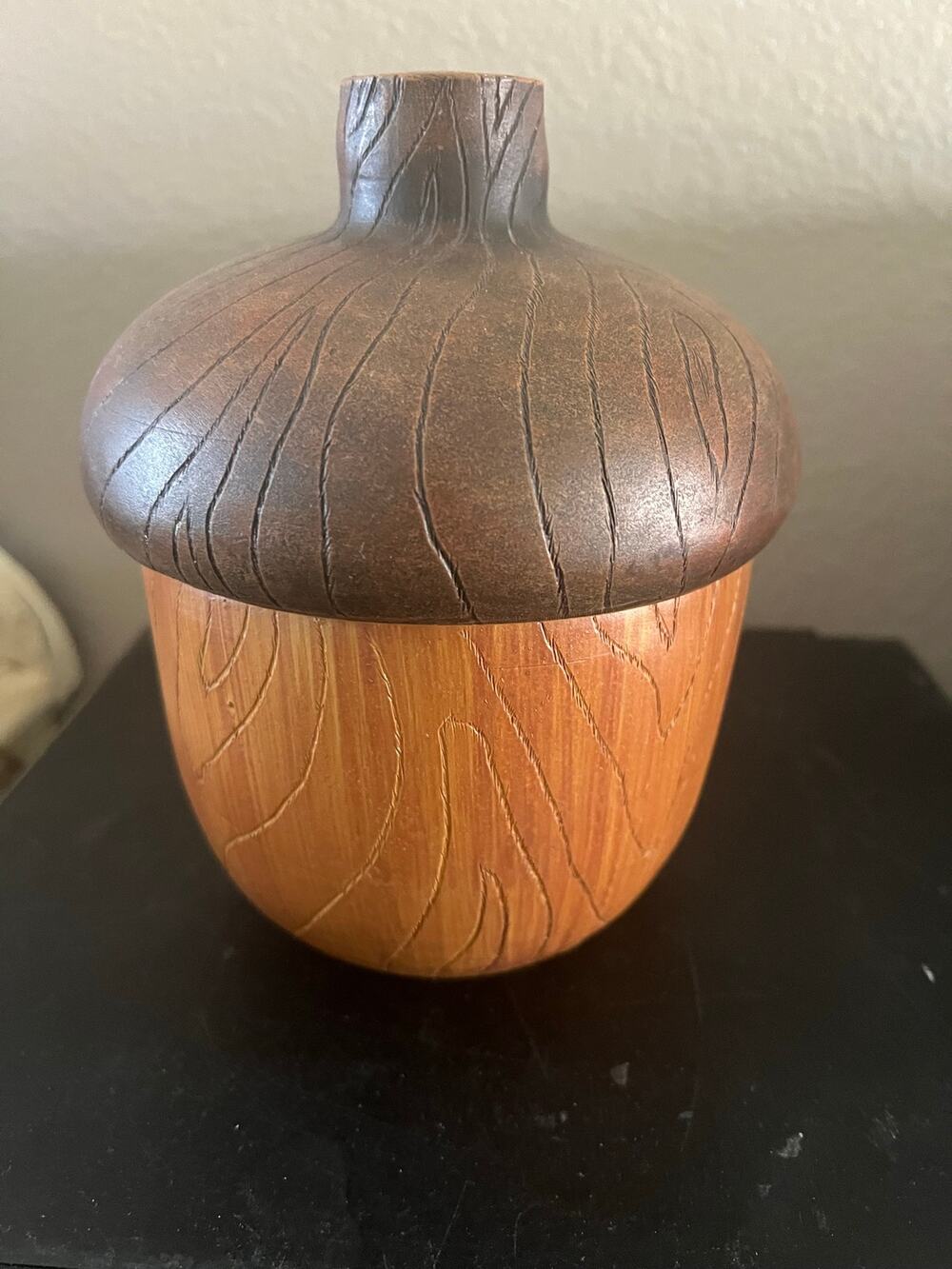 Vintage Acorn Canister with Lid – Rustic Resin Storage Jar – Woodland – 7" Tall